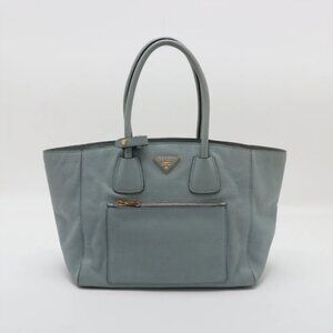 Prada Vitello Daino Leather Tote Bag Light Blue